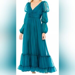 Mac Duggal Teal Maxi Dress